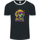 Retrowave Golden Retriever Dog Mens Ringer T-Shirt FotL Black/White