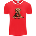 A Dog Reading a Book Mens Ringer T-Shirt FotL Red/White