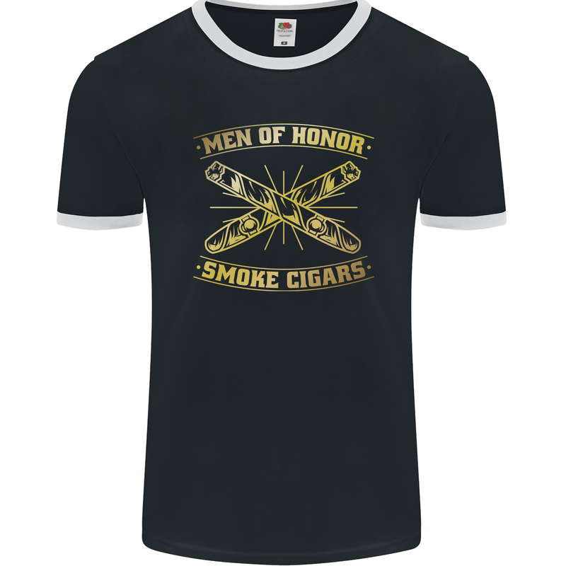 Men of Honor Smoke Cigars Mens Ringer T-Shirt FotL Black/White