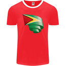 Curled Guyana Flag Guyanese Day Football Mens Ringer T-Shirt FotL Red/White