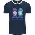 Chilling With My Gnomie Funny Gnomes Mens Ringer T-Shirt FotL Navy Blue/White