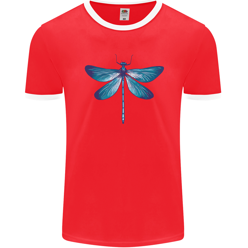 A Blue Dragonfly Mens Ringer T-Shirt FotL Red/White