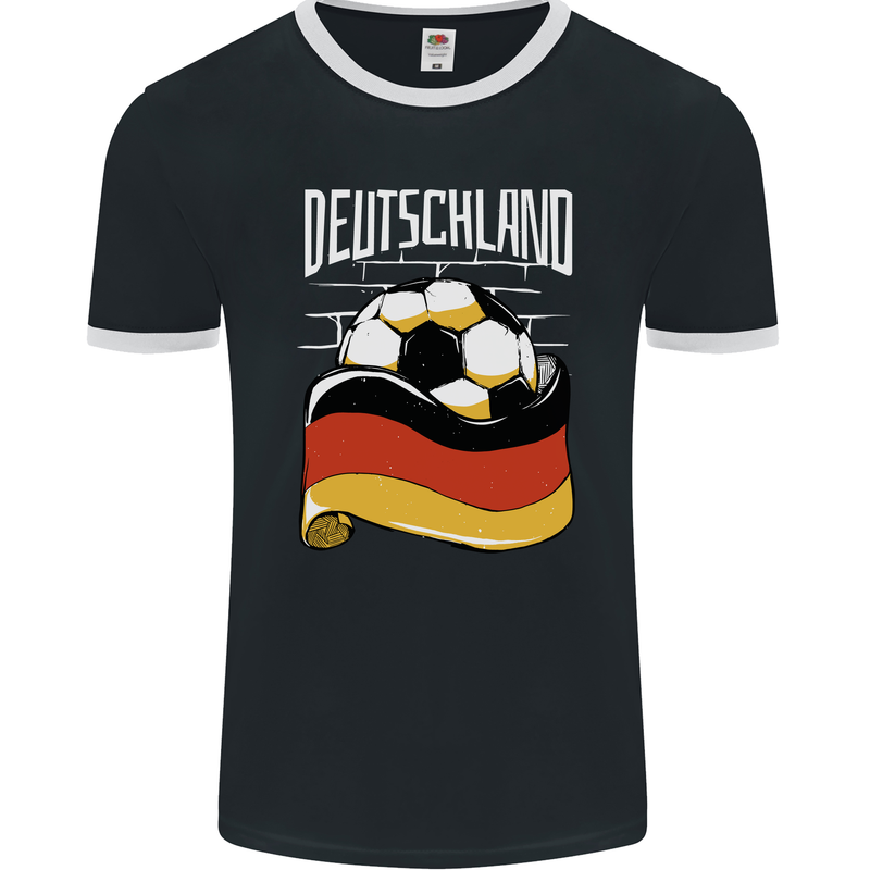 Deutschland Football German Germany Soccer Mens Ringer T-Shirt FotL Black/White