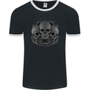 Gothic Skulls Heavy Metal Rock Music Goth Biker Mens Ringer T-Shirt FotL Black/White