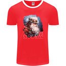 Gear Up Christmas Steampunk Santa Xmas Mens Ringer T-Shirt FotL Red/White