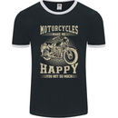 Motorcycles Make Me Happy Biker Motorbike Mens Ringer T-Shirt FotL Black/White