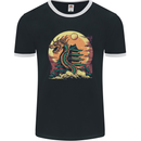 Fantasy Dragon Pagoda Mens Ringer T-Shirt FotL Black/White