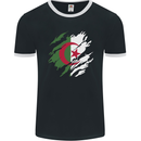 Torn Algeria Flag Algerian Day Football Mens Ringer T-Shirt FotL Black/White