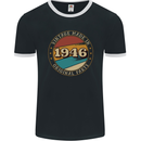 77th Birthday  Vintage Made In 1946 Mens Ringer T-Shirt FotL Black/White