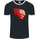 Curled Tunisia Flag Tunisian Day Football Mens Ringer T-Shirt FotL Black/White