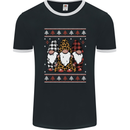 3 Christmas Gnomes Wearing Pajamas Xmas Mens Ringer T-Shirt FotL Black/White