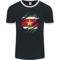 Torn Suriname Flag Suriname Day Football Mens Ringer T-Shirt FotL Black/White