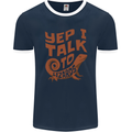 Yep I Talk To Lizards Chameleons Mens Ringer T-Shirt FotL Navy Blue/White