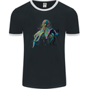 Colourful Octopus Ocean Life Scuba Diving Mens Ringer T-Shirt FotL Black/White