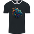 A Fantasy Colourful Dragon Mens Ringer T-Shirt FotL Black/White