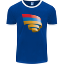 Curled Armenia Flag Armenian Day Football Mens Ringer T-Shirt FotL Royal Blue/White