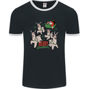 Santa & Llama Sleigh Funny Christmas Xmas Mens Ringer T-Shirt FotL Black/White