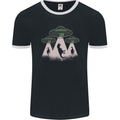 Dinosaur Abduction Funny Alien T-Rex UFO Mens Ringer T-Shirt FotL Black/White