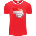 Curled Indonesia Flag Indonesian Day Football Mens Ringer T-Shirt FotL Red/White