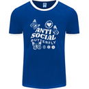 Antisocial Butterfly Funny Mens Ringer T-Shirt FotL Royal Blue/White