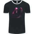 The Grim Reaper and Sythe Skull Design 3 Mens Ringer T-Shirt FotL Black/White