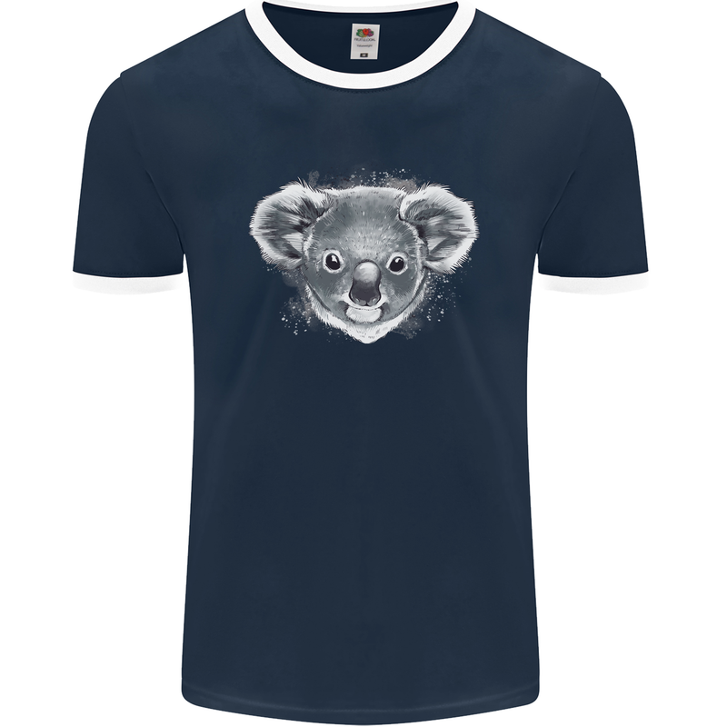 Koala Bear Head Mens Ringer T-Shirt FotL Navy Blue/White