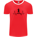 Paddleboard ECG Paddleboarding Pulse Mens Ringer T-Shirt Red/White