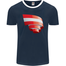 Curled Austria Flag Austrian Day Football Mens Ringer T-Shirt FotL Navy Blue/White