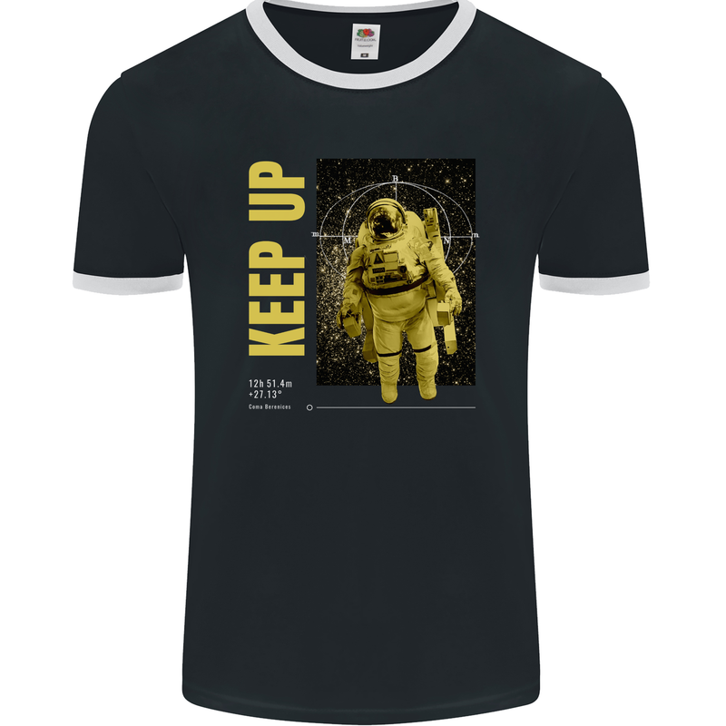 Keep Up Astronaut Spaceman Mens Ringer T-Shirt FotL Black/White