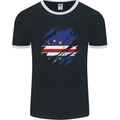 Torn Cape Verde Flag Verdean Day Football Mens Ringer T-Shirt FotL Black/White