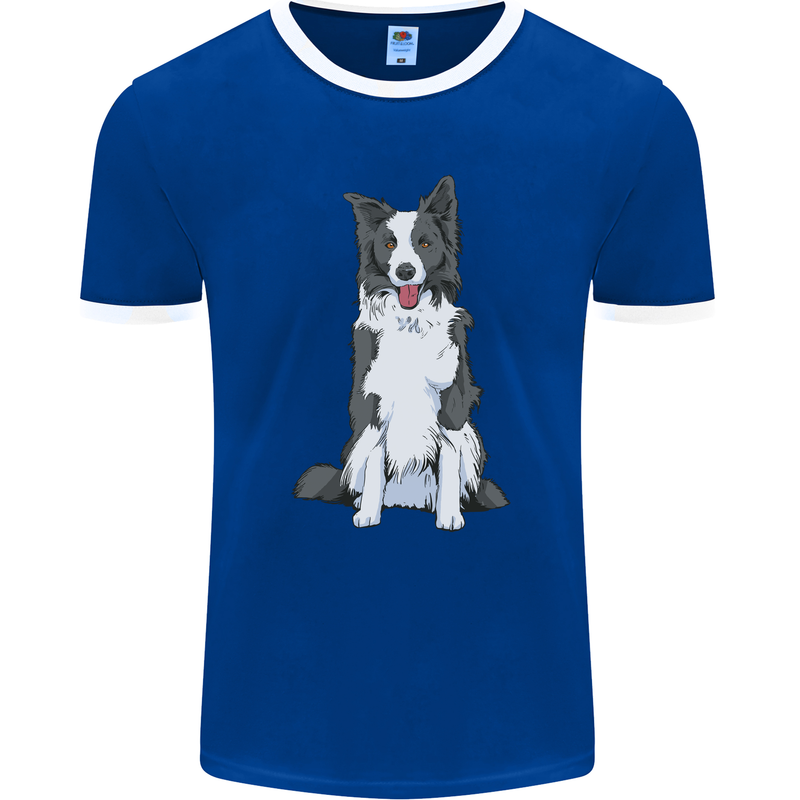 A Border Collie Mens Ringer T-Shirt FotL Royal Blue/White