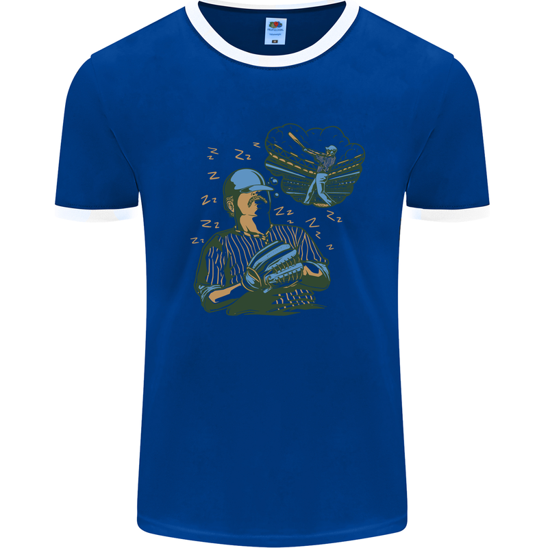 A Baseball Player Mens Ringer T-Shirt Royal Blue/White