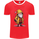 Santa Raincoat Christmas Rainy Season Santa Mens Ringer T-Shirt FotL Red/White