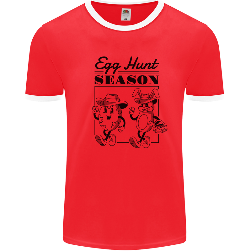 Easter Egg Hunt Season Mens Ringer T-Shirt Red/White