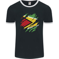 Torn Guyana Flag Guyanese Day Football Mens Ringer T-Shirt FotL Black/White