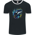 A Colourful Orca Killer Whale Mens Ringer T-Shirt FotL Black/White