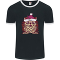 Christmas Hedgehog Wearing an Xmas Hat Mens Ringer T-Shirt FotL Black/White