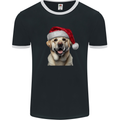 Christmas Golden Labrador Dog Xmas Hat Mens Ringer T-Shirt FotL Black/White