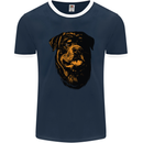 Rottweiller Head Dog Mens Ringer T-Shirt FotL Navy Blue/White