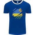 Torn Rwanda Flag Rwandan Day Football Mens Ringer T-Shirt FotL Royal Blue/White