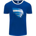 Curled Honduras Flag Honduran Day Football Mens Ringer T-Shirt FotL Royal Blue/White