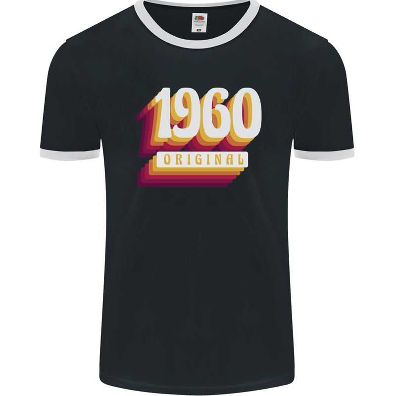 Retro 63rd Birthday Original 1960 Mens Ringer T-Shirt FotL Black/White