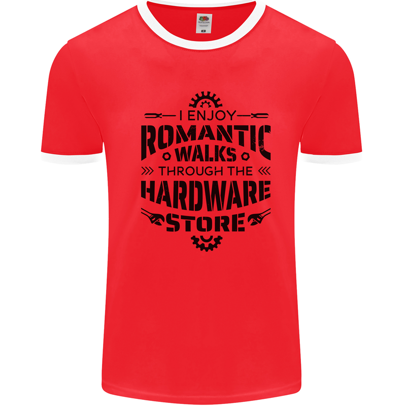 Romantic Walks Hardware Store Tradesman DIY Mens Ringer T-Shirt Red/White