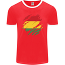 Torn Bolivia Flag Bolivian Day Football Mens Ringer T-Shirt FotL Red/White