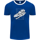 Palaeontology Velociraptor Skull Dinosaurs Mens Ringer T-Shirt FotL Royal Blue/White