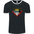 Love Antigua and Barbuda Flag Day Football Mens Ringer T-Shirt FotL Black/White