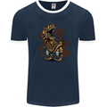 Steampunk T-Rex Dinosaur Mens Ringer T-Shirt FotL Navy Blue/White