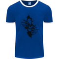 A Skull From a Ripped Shirt Gothic Goth Biker Mens Ringer T-Shirt Royal Blue/White