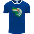 Curled Dominica Flag Dominican Day Football Mens Ringer T-Shirt FotL Royal Blue/White