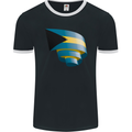 Curled Bahamas Flag Bahamians Day Football Mens Ringer T-Shirt FotL Black/White